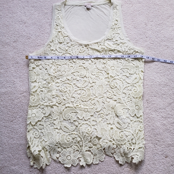 J. Crew Crochet Floral Lace Front Overlay Tank szS - Picture 3 of 15